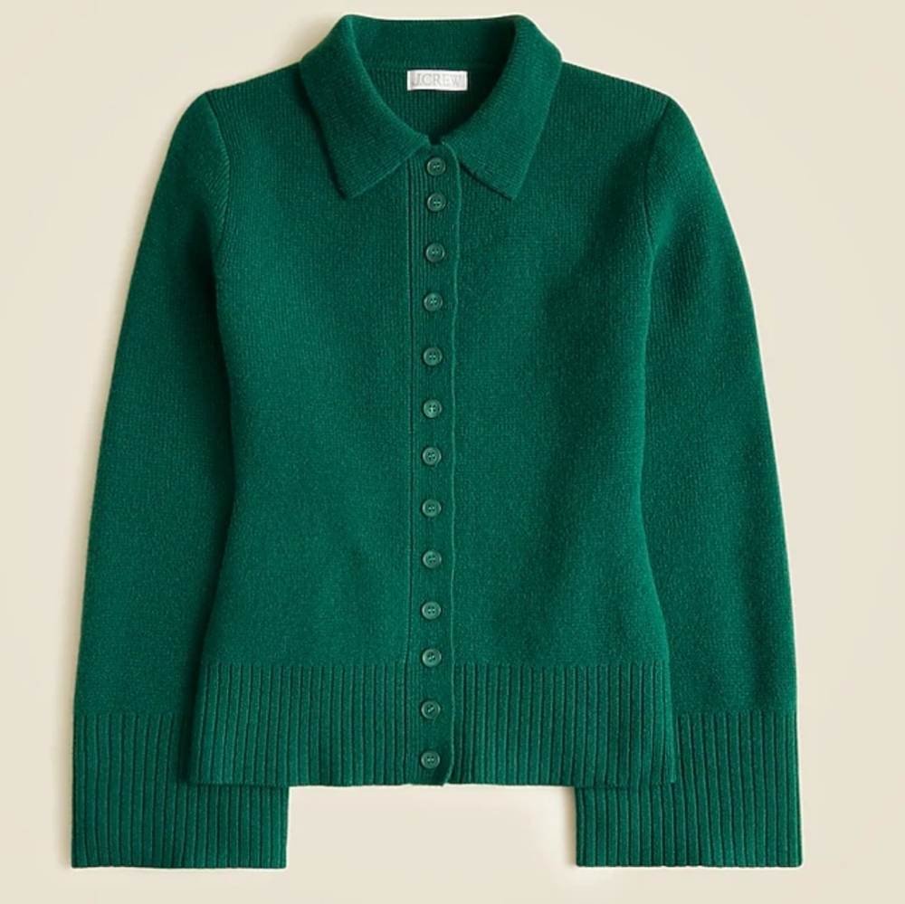 J. Crew Milano-stitch cinched-waist cardigan Midnight Foliage NWOT